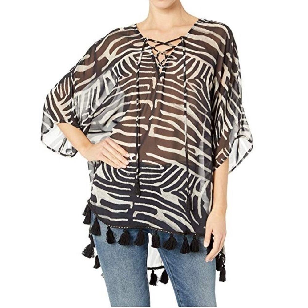 Show Me Your Mumu Zebra Tennessee Tassel Tunic S